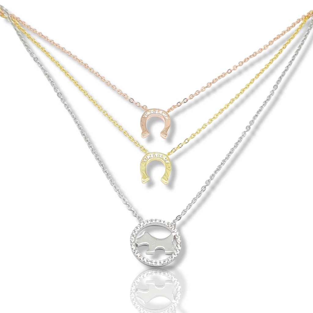 Κολιέ σκυλάκι & πέταλα απο ασήμι 925°  (code NZB95060)